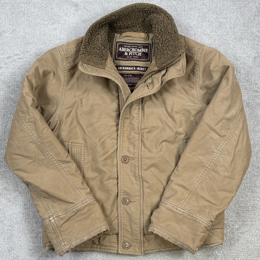 Abercrombie Fitch Jacket Men’s Large Wool Sherpa Lined Adirondack Coat Heavy Y2K